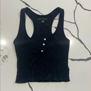 American Eagle Outfitters Black Buttoned Tank Top
